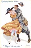 Vintage Postcard Fantaisie Illustrator Woman the eternal small war Militaria Corps has body