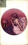 Vintage Postcard Fantasy Illustrator Woman Cigarette Tobacco