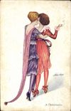 Vintage Postcard Fantasy Illustrator Sager Women With American