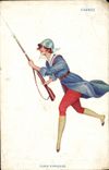 Vintage Postcard Fantasy Illustrator Sager Woman French France Furia Militaria