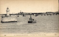 Vintage Postcard Pallice La Rochelle the Headlight and the entry of the port Boat