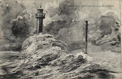 CPA Phare un jour de tempete Dieppe