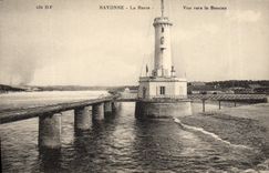 Vintage Postcard Bayonne Headlight the Bar Seen towards Boucau