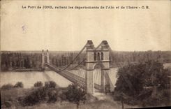 Vintage Postcard Bridge of Jons connecting the departments of Ain and Isere