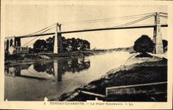 Vintage Postcard Suspended bridge Tonnay Charente