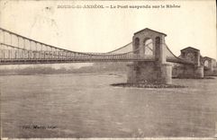 CPA Pont suspendu sur le Rhone