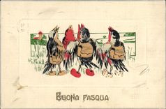 Vintage Postcard Fantaisie Birds Bag has back (in relief)