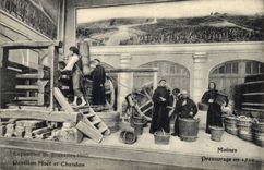 Vintage Postcard Folklore Wine Vintage Champagne Exposure of Brussels 1910 House Moet and Chandon Monks Pressing in 1710