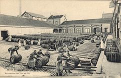 Vintage Postcard Folklore Wine Vintage Champagne Moet & Chandon Handling of the wines out of barrels