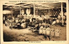 Vintage Postcard Folklore Wine Vintage Mumm Champagne the setting out of bottle