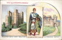 Vintage Postcards Publicite Chocolate factory of Aiguebelle Rochester Castle Count of kent Quimborow Castle