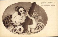 Vintage Postcard Publicite Creams Teindelys Ange Woman