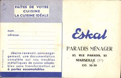 Vintage Postcard Publicite Eskal Paradis Domestic Street Marseilles Paradise Cooks