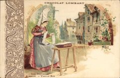 CPA Publicite Chocolat Lombart Les dentelles Alencon Vieille rue 