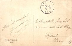 Vintage Postcard Fantasy Illustrator Child Dog Easter Lamb