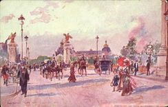 Vintage Postcard Fantasy Illustrator Stein Paris the bridge Alexander III