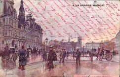 Vintage Postcard Fantasy Illustrator Stein Paris the Town hall