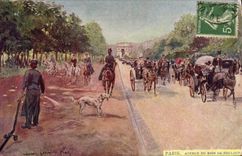 Vintage Postcard Fantasy Illustrator Stein Paris Avenue of the Bois de Boulogne
