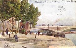 Vintage Postcard Fantasy Illustrator Stein Paris the Bridge of Austerlitz