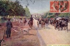 Vintage Postcard Fantasy Illustrator Stein Paris Avenue of the wood of Boulogne