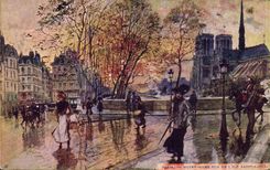 Vintage Postcard Fantasy Illustrator Stein Paris Notre Dame seen of the Island Saint louis
