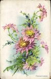 Vintage Postcard Fantasy Flowers Chrysanthemums