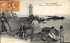CPA Phare St Nazaire et phare de Ville es martin