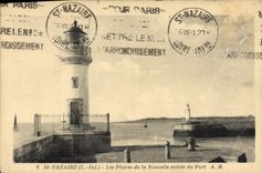 Vintage Postcard Headlight St Nazaire headlights of the new entry of the port