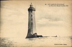 Vintage Postcard Headlight of the barges on the open sea Sands of Olonne