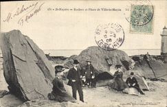 Vintage Postcard Headlight St Nazaire Rocks and headlight of City be Martin