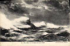 CPA Phare En mer La digue par gros temps