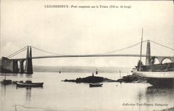 Vintage Postcard Suspended bridge on Trieux Lezardrieux