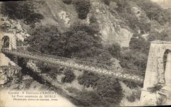 Vintage Postcard Suspended bridge of Blackbird Surroundings of Argentat Correze