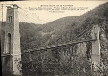 CPA Pont Tramways departementaux Viaduc de Roche Taillade sur la Luzege Vue panoramique