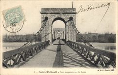 Vintage Postcard Suspended bridge on the Loire Saint Thibault