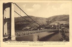 Vintage Postcard New Bridge of Treboul on Truyere Suspended bridge