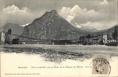 CPA Pont suspendu sur le Drac et le casque de Neron Grenoble