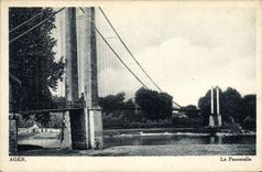 Vintage Postcard Agen Bridge the footbridge