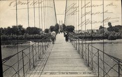 Vintage Postcard Agen Bridge On the footbridge