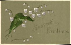 Vintage Postcard Fantasy Flowers Lily of the valley Spring
