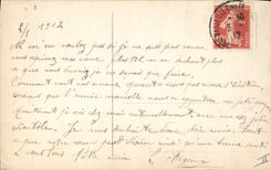 Postal Fantasia Niño Trineo pequeño Champaña