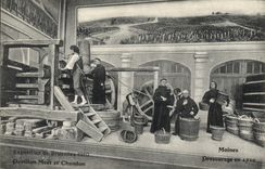 CPA Folklore Vin Vendange Champagne Exposition de Bruxelles 1910 Pavillon Moet & Chandon Moines Pressurage en 1710