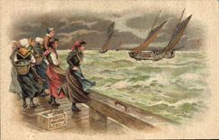 CPA Publicite Chicoree Moka Leroux Bateau de peche