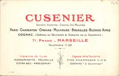 Vintage Postcard Publicity Mandarin Containing tangerines Aperitif Alcohol Cusenier Son Prado Marseilles Paris Charenton Ornans Mulhouse Brussels Buens Surfaces Argentinian Argentina