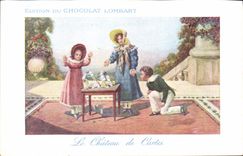 CPA Publicite Chocolat Lombart Le chateau de cartes Enfants