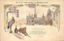 CPA Publicite Mr de la Fontaine a la Benedictine La cigogne et le renard