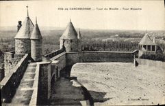 CPA Publicite Distillerie de la Micheline Michel Sabatier Distillateur Cite de Carcassonne Tour du Moulin Tour Mipadre