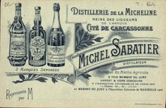 Vintage Postcard Publicity Distilling of Micheline Michel Sabatier Distiller ISCED of Carcassonne Turn of the Mill Mipadre Turn