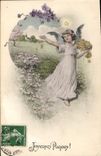 Vintage Postcard Fantasy Illustrator Child Easter Angel
