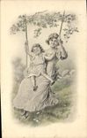 Vintage Postcard Fantasy Illustrator Child wife Swing